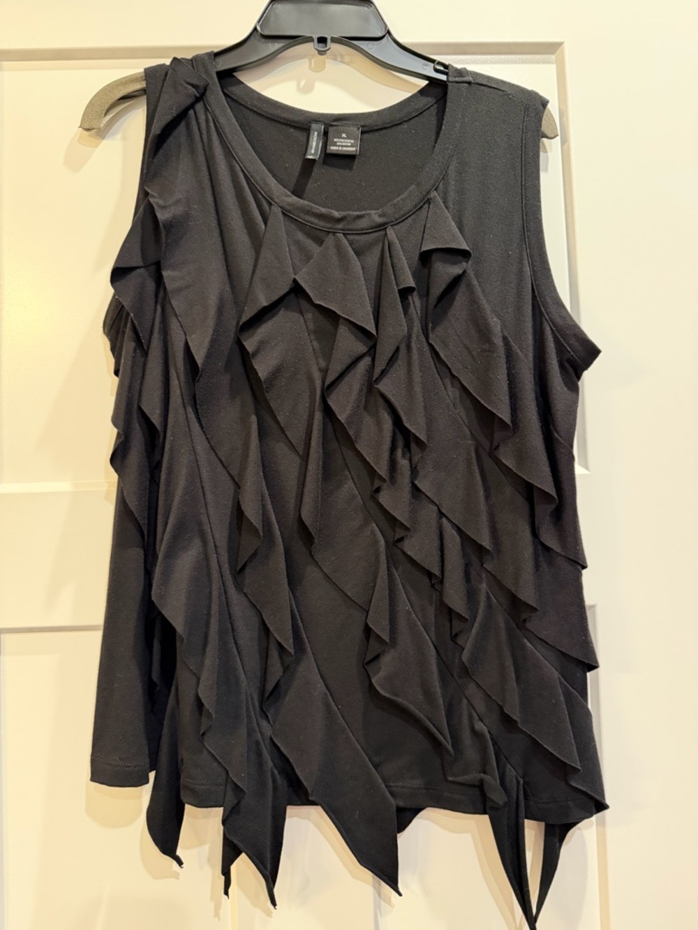 new directions Black Ruffle Cascade Sleeveless Tank